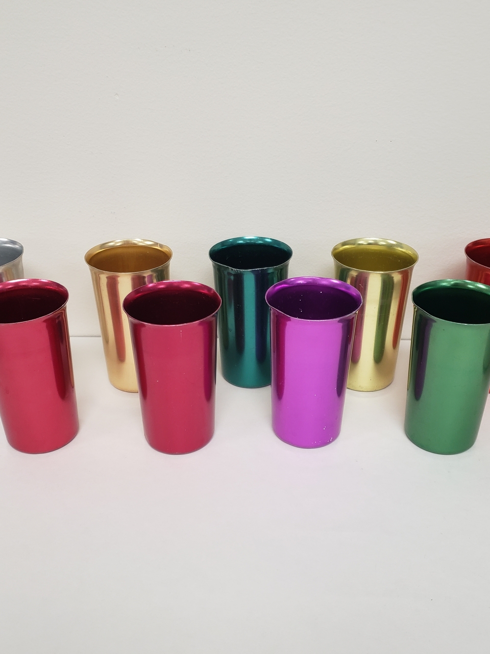 Vintage Colorful Metallic Sunburst Cups - Assorted Colors